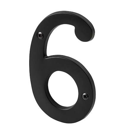 Pamex 4in Heavy Duty House Number # 6 Matte Black Finish DD074S6BL